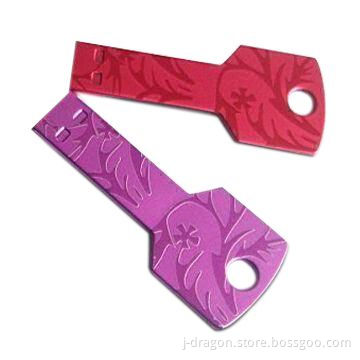Key-shaped USB Flash Drives in Full Color Options, 1 to 32GB Capacity, Customized Logos Welcomed